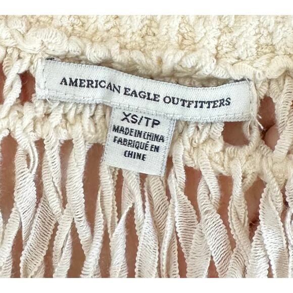 2/$15 American Eagle Crochet Fringe Tank Top Ivory Size XS - Picture 6 of 7